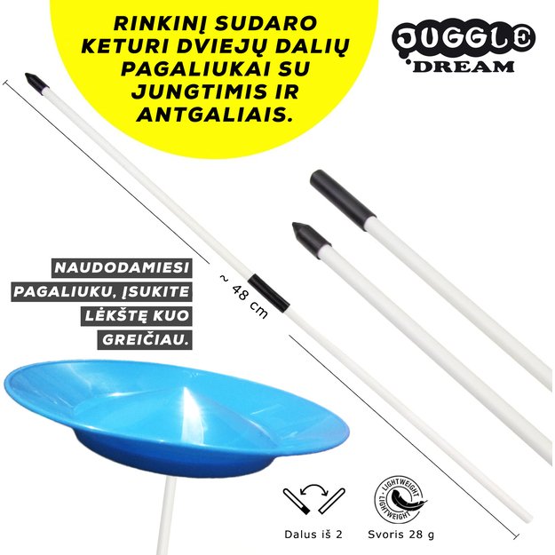 Juggle Dream sukimo lėkščių rinkinys (2 vnt.) su pagaliukais