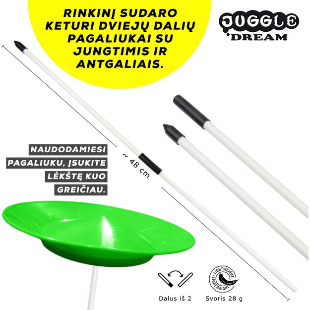 Juggle Dream sukimo lėkščių rinkinys (2 vnt.) su pagaliukais